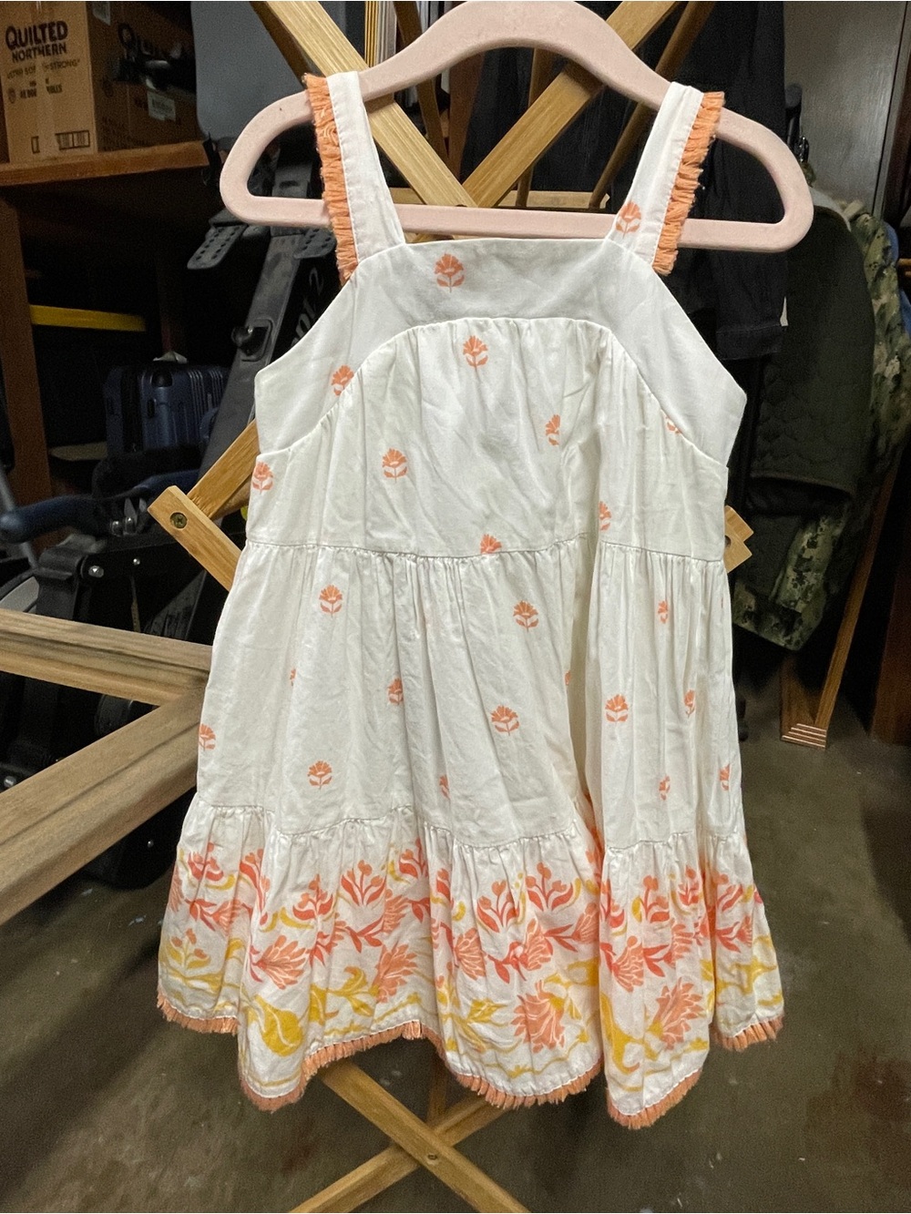 Haute Hippie Cream Sundress with Peach & Yellow Floral Border